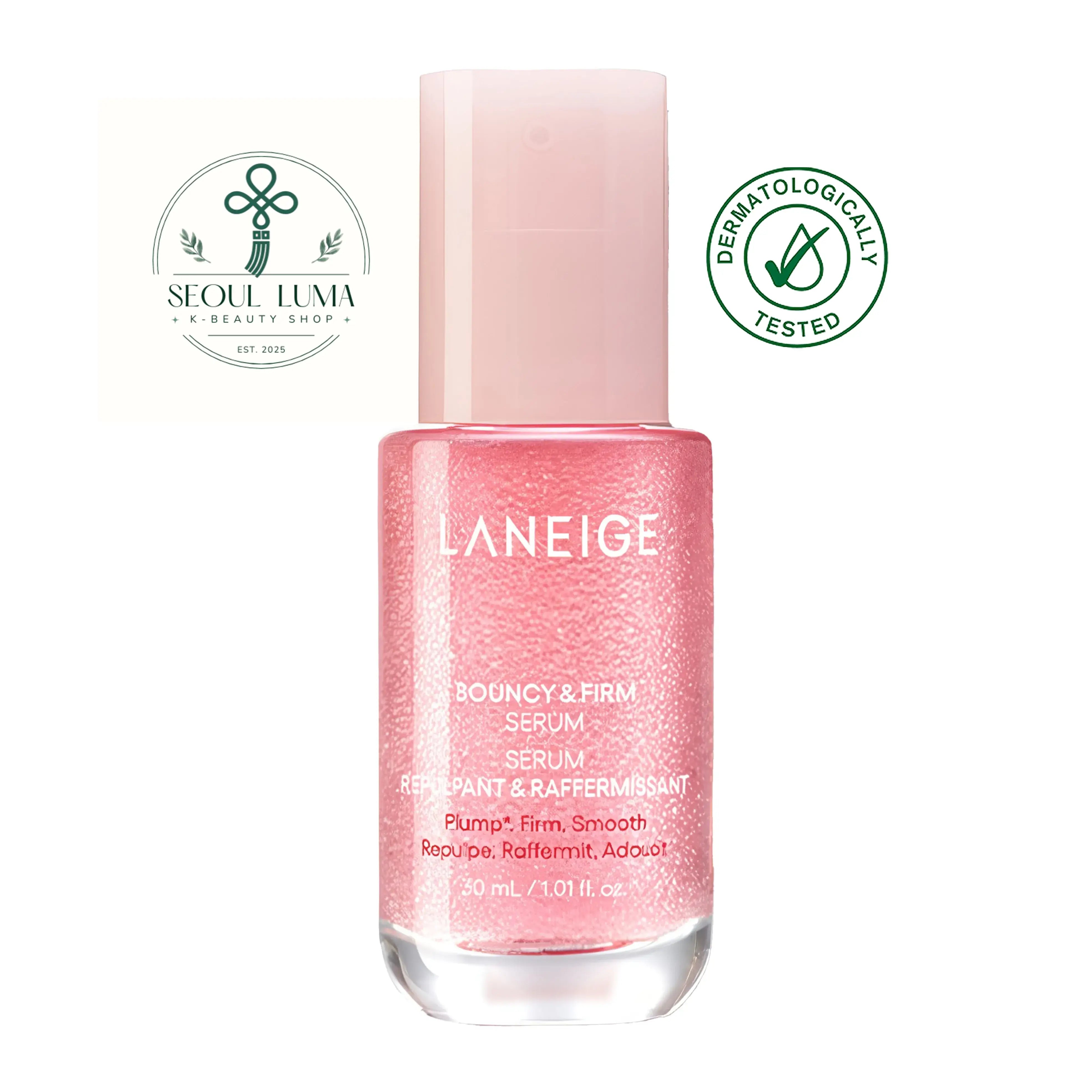 LANEIGE Bouncy & Firm Serum - anti-aging serum with 24,000 SmoothTech capsules, peptide water, and Peony Collagen Complex for firmer, plumper skin